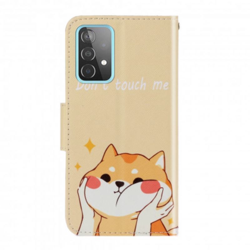 Flipové Pouzdro Na Samsung Galaxy A52 4G / A52 5G / A52s 5G Na Lana Cat Don't Touch Me S Popruhem