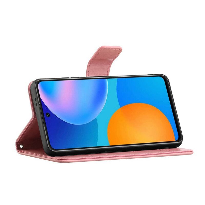 Flipové Pouzdro Na Samsung Galaxy A52 4G / A52 5G / A52s 5G Na Lana Tanga Motýli A Květiny