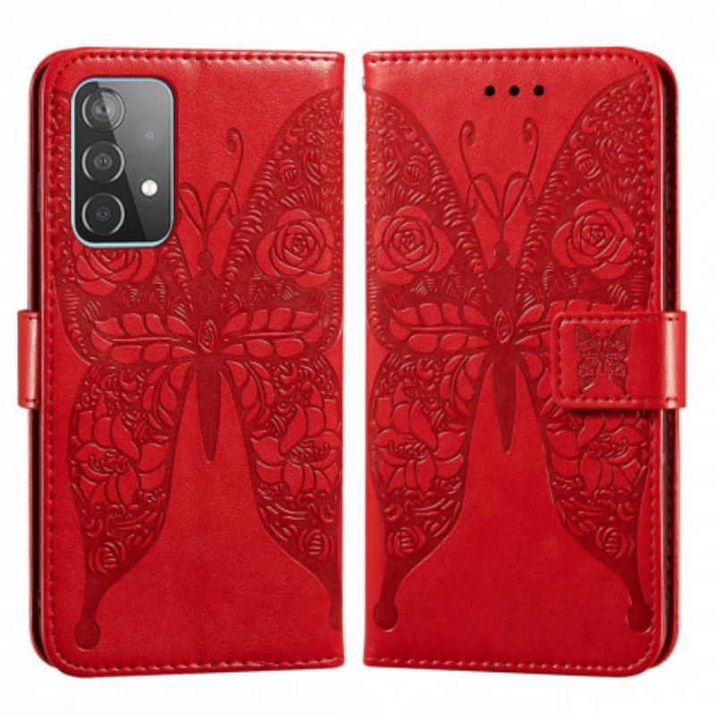 Flipové Pouzdro Na Samsung Galaxy A52 4G / A52 5G / A52s 5G Motýl Květinový Vzor