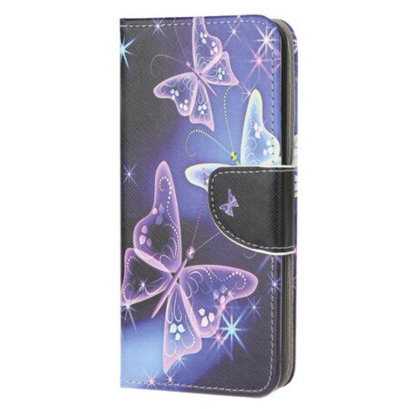 Flipové Pouzdro Na Samsung Galaxy A52 4G / A52 5G / A52s 5G Neonové Motýly