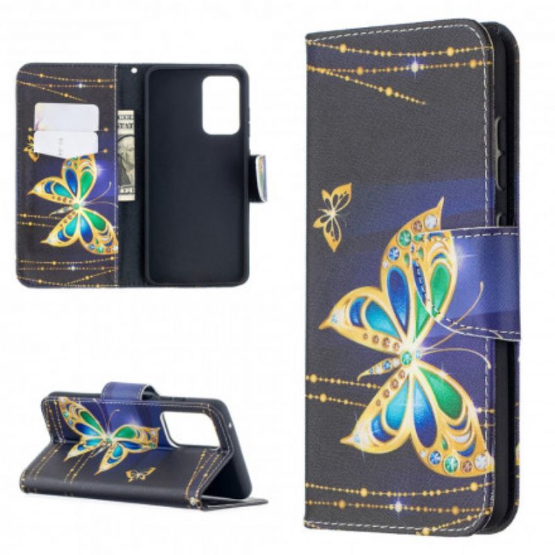 Flipové Pouzdro Na Samsung Galaxy A52 4G / A52 5G / A52s 5G Zlatí Motýli