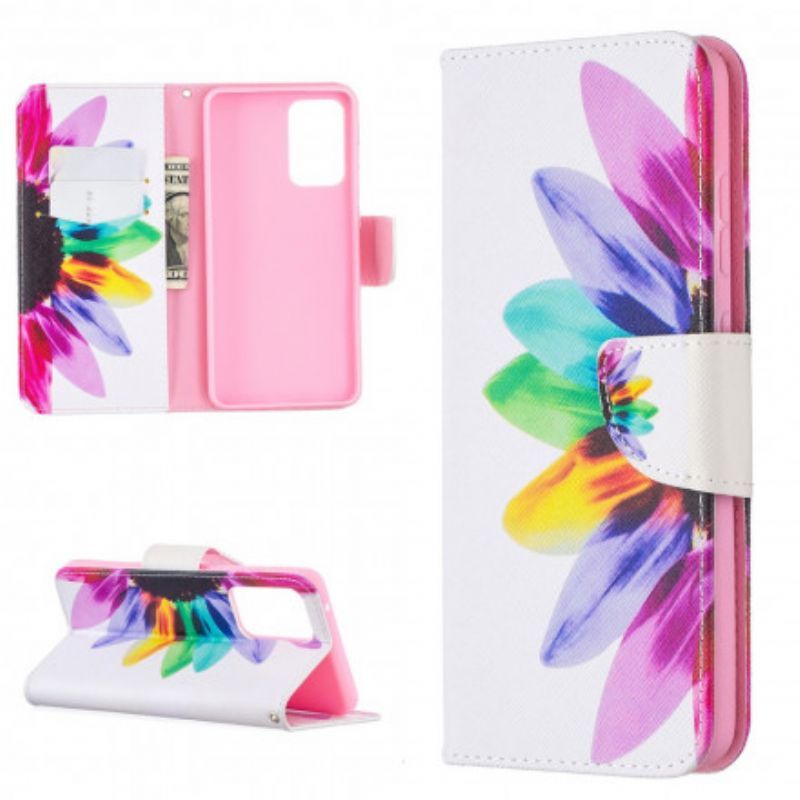 Kožené Pouzdro Na Samsung Galaxy A52 4G / A52 5G / A52s 5G Akvarel Květina
