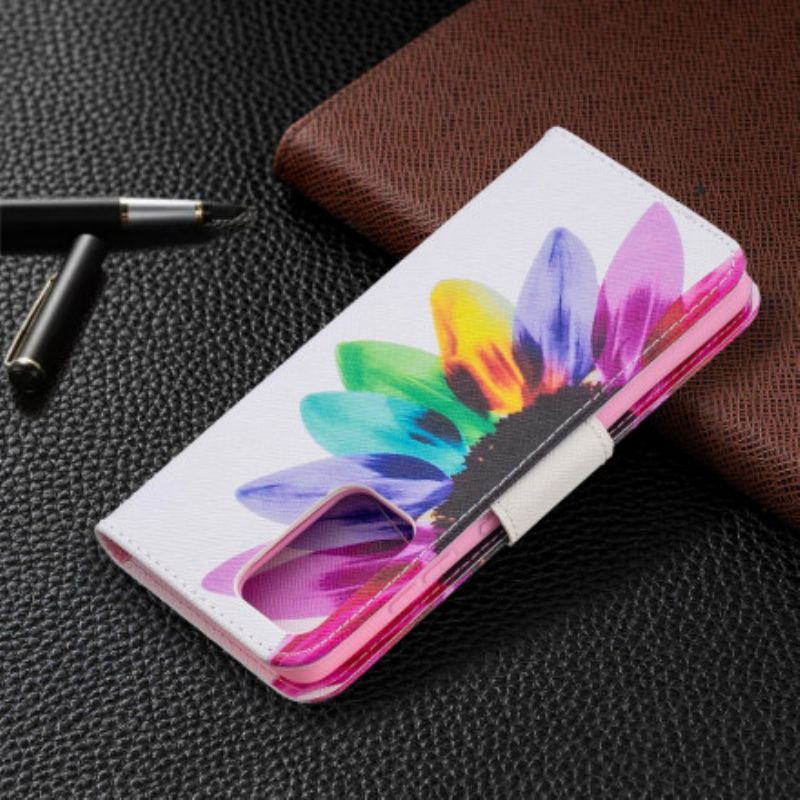 Kožené Pouzdro Na Samsung Galaxy A52 4G / A52 5G / A52s 5G Akvarel Květina