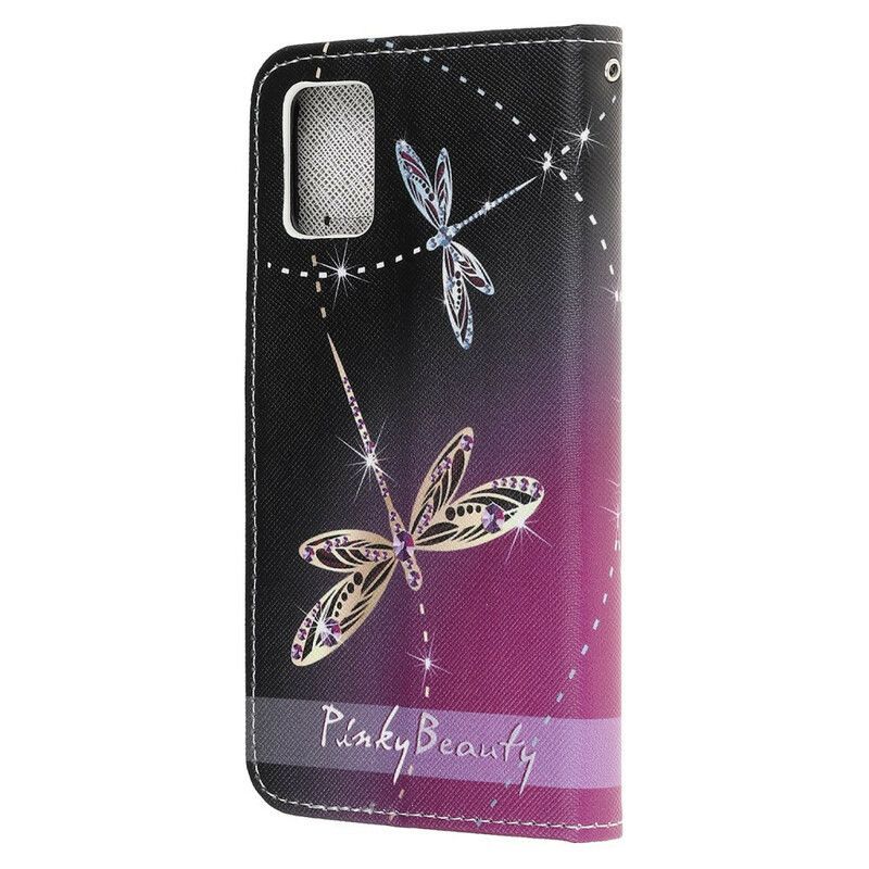 Kožené Pouzdro Na Samsung Galaxy A52 4G / A52 5G / A52s 5G Na Lana Strappy Vážky