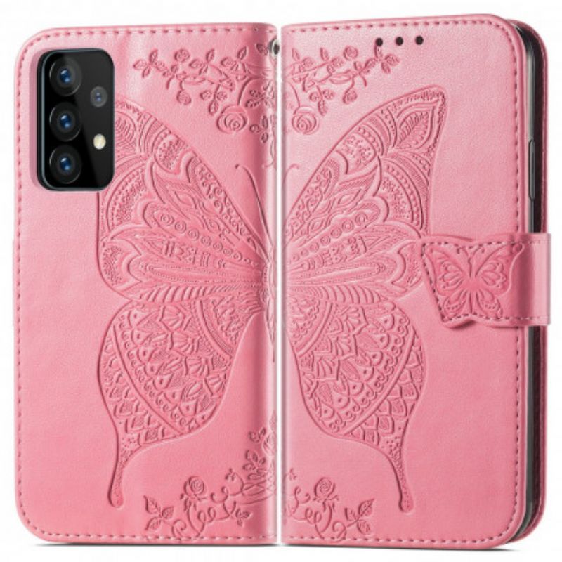 Kožené Pouzdro Na Samsung Galaxy A52 4G / A52 5G / A52s 5G Poloviční Motýli