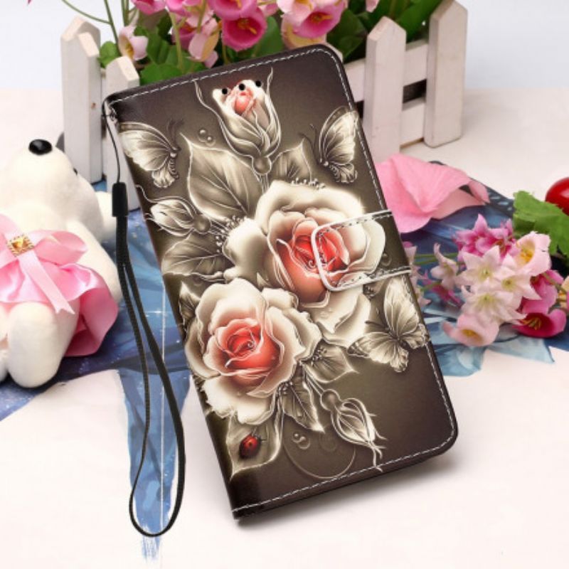 Kožené Pouzdro Na Samsung Galaxy A52 4G / A52 5G / A52s 5G Zlaté Růže