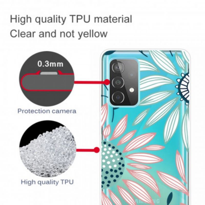 Kryt Na Samsung Galaxy A52 4G / A52 5G / A52s 5G Transparentní Jeden Květ
