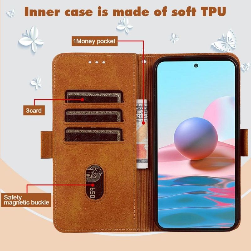 Flipové Pouzdro Na Xiaomi Redmi 10 Ilustrace Kočky S Koženým Efektem
