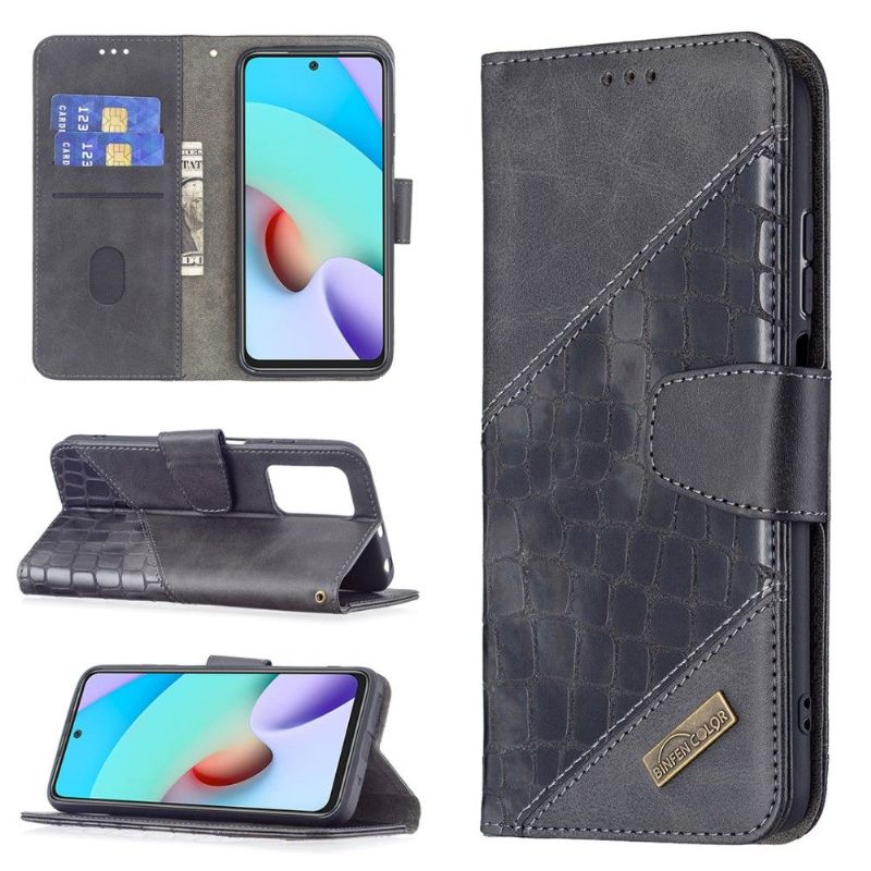 Flipové Pouzdro Na Xiaomi Redmi 10 Kožený Efekt Croc Look