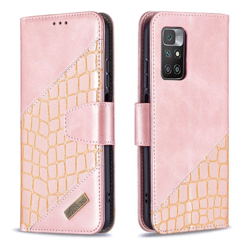 Flipové Pouzdro Na Xiaomi Redmi 10 Kožený Efekt Croc Look