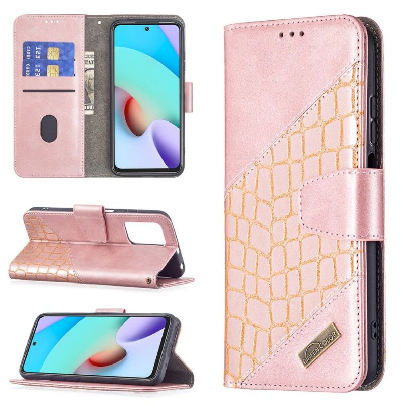 Flipové Pouzdro Na Xiaomi Redmi 10 Kožený Efekt Croc Look