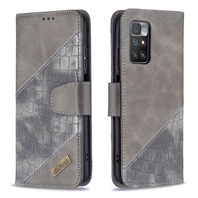 Flipové Pouzdro Na Xiaomi Redmi 10 Kožený Efekt Croc Look