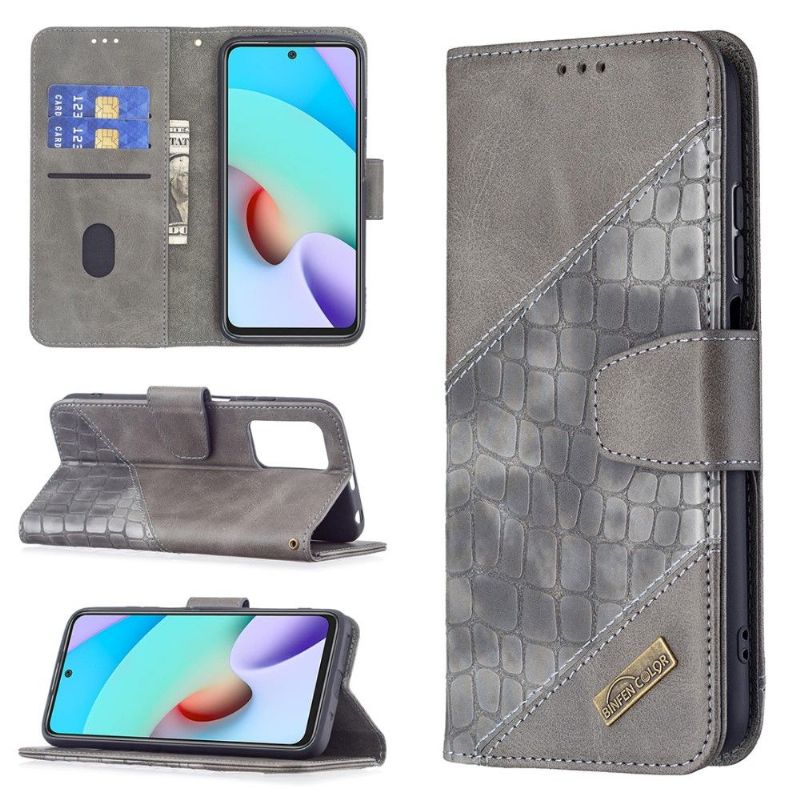 Flipové Pouzdro Na Xiaomi Redmi 10 Kožený Efekt Croc Look