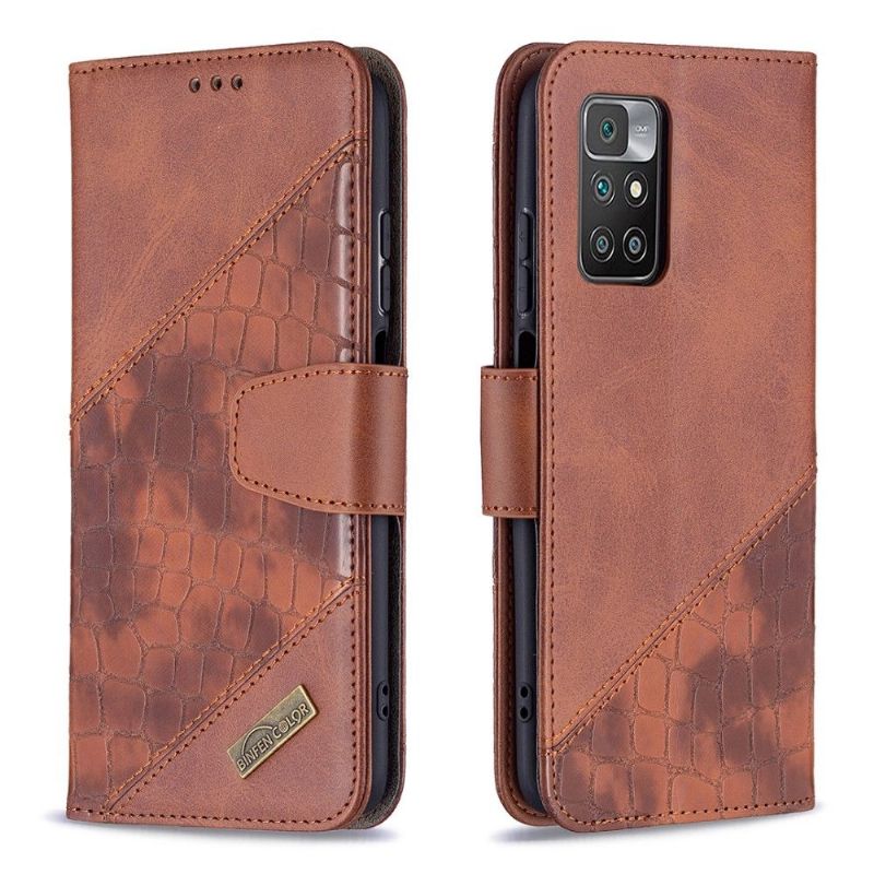Flipové Pouzdro Na Xiaomi Redmi 10 Kožený Efekt Croc Look
