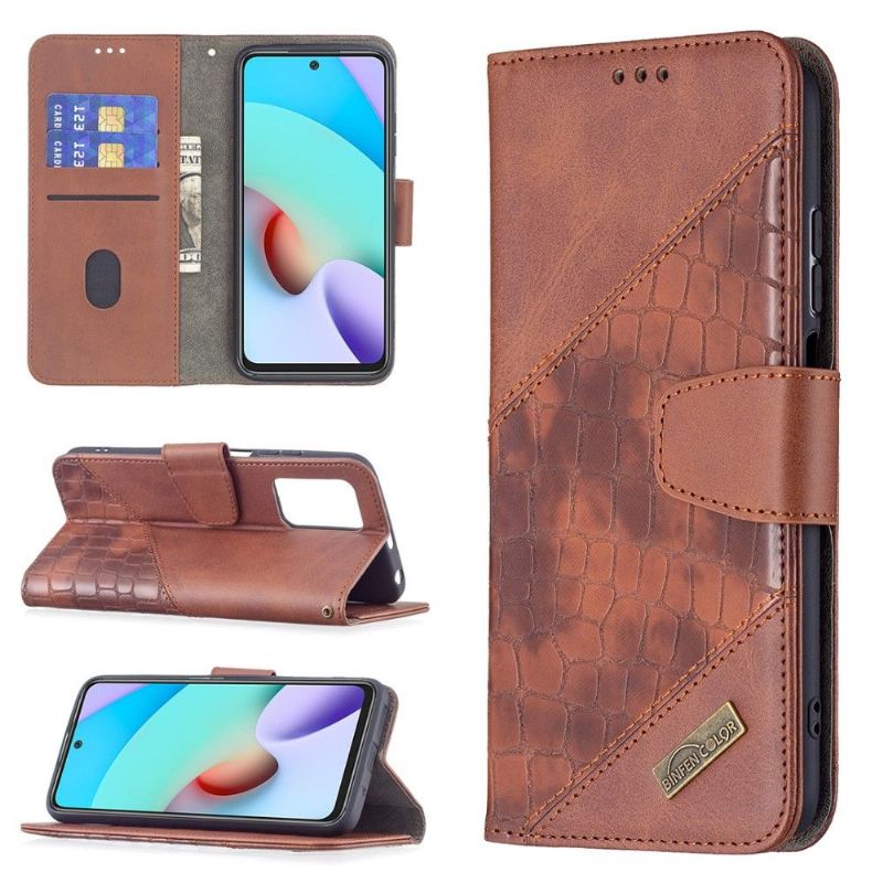 Flipové Pouzdro Na Xiaomi Redmi 10 Kožený Efekt Croc Look