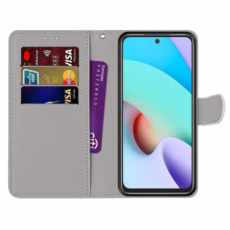 Flipové Pouzdro Na Xiaomi Redmi 10 Zelené A Růžové Listy