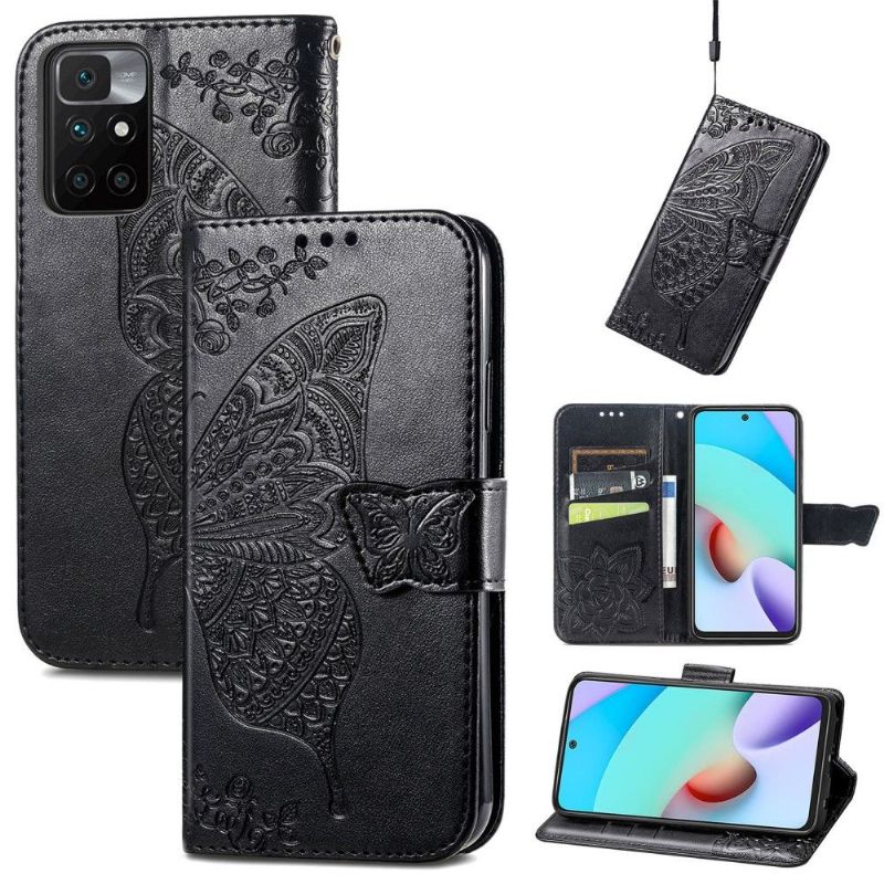 Kožené Pouzdro Na Xiaomi Redmi 10 Pomocný Motýl