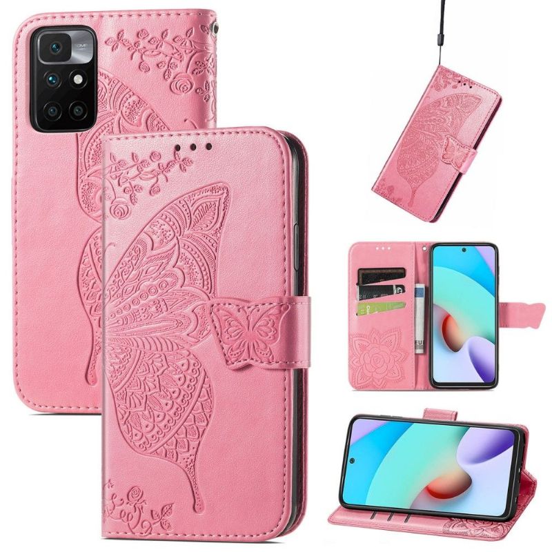 Kožené Pouzdro Na Xiaomi Redmi 10 Pomocný Motýl