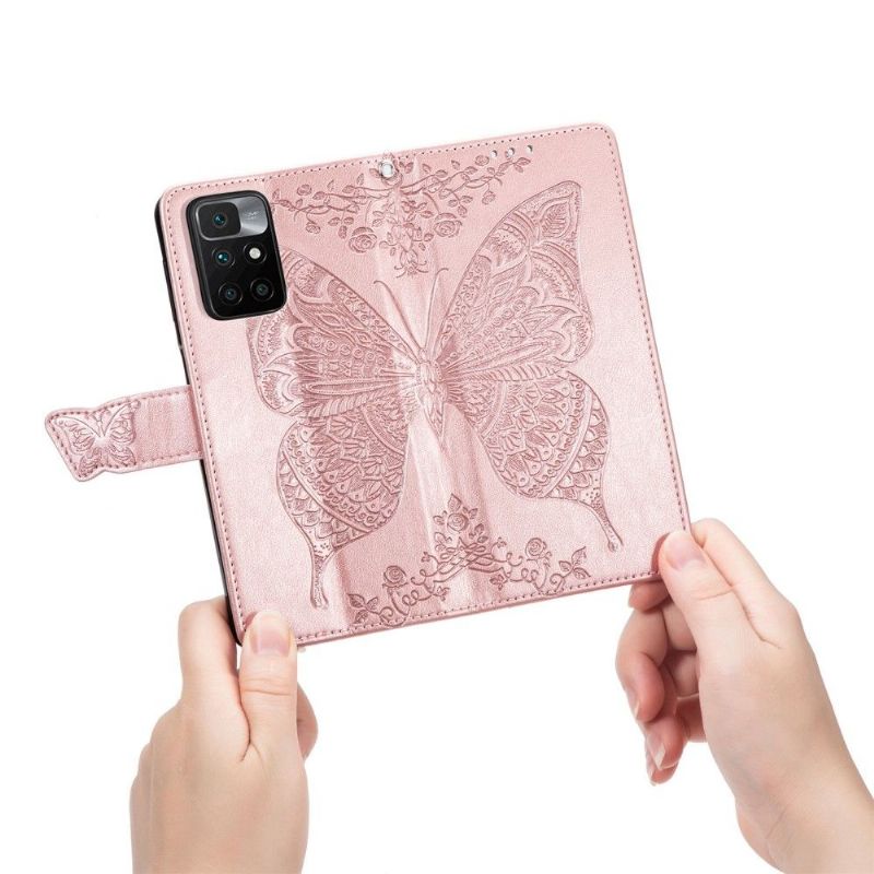 Kožené Pouzdro Na Xiaomi Redmi 10 Pomocný Motýl
