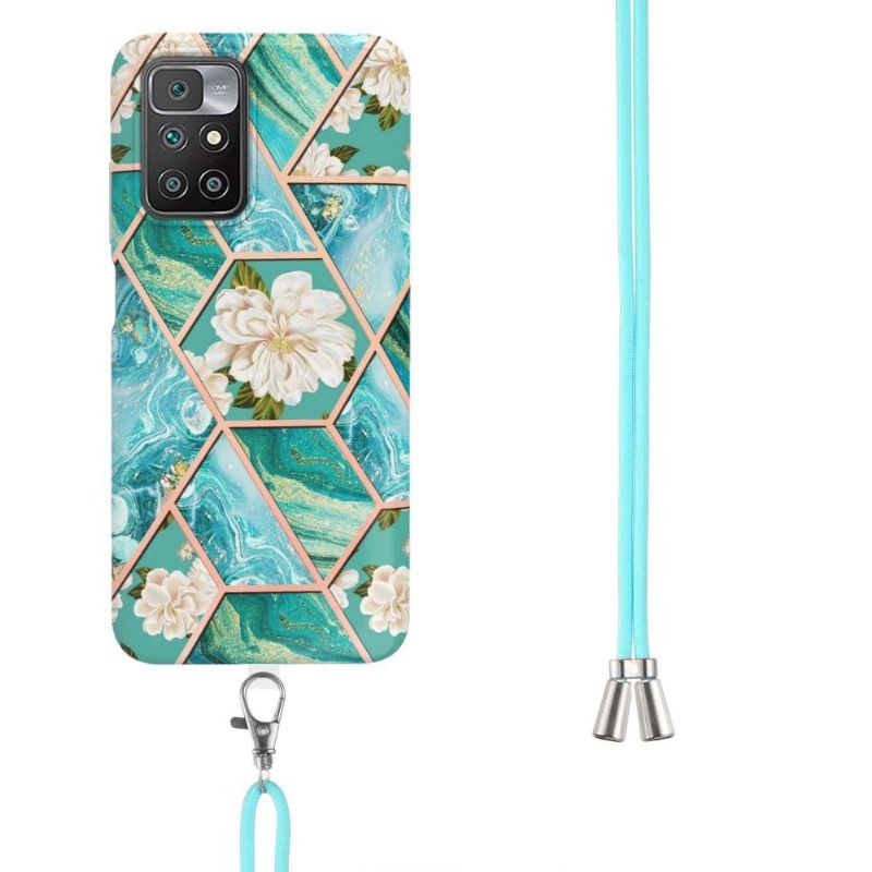 Kryt Na Xiaomi Redmi 10 Na Lana Mramorové A Bílé Květy