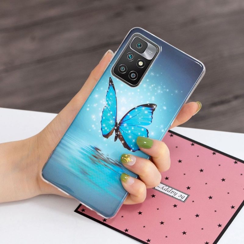 Kryt Na Xiaomi Redmi 10 Svítící Modrý Motýl