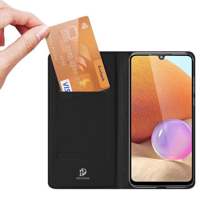 Flipové Pouzdro Na Samsung Galaxy A32 4G Obchodní Saténový Efekt