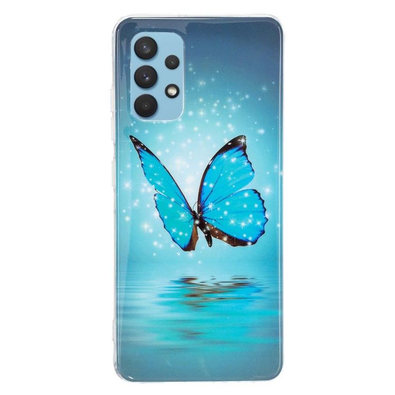 Kryt Na Samsung Galaxy A32 4G Svítící Modrý Motýl