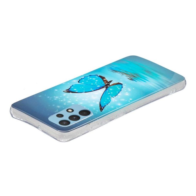 Kryt Na Samsung Galaxy A32 4G Svítící Modrý Motýl