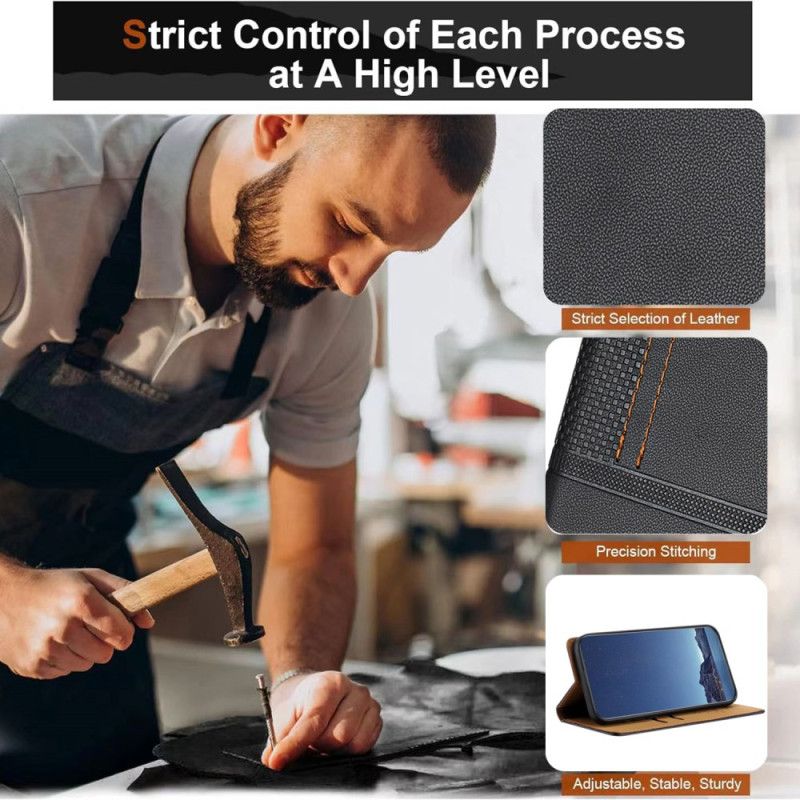 Kožené Pouzdro Folio Realme 14 Pro 5g Mřížkový Vzor