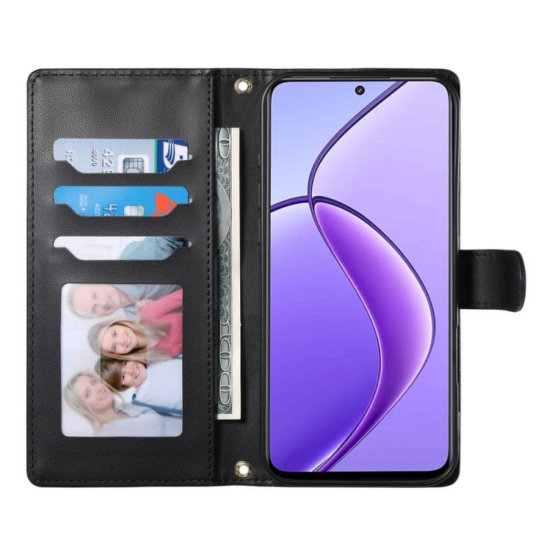 Kožený Kryt Na Realme 14 Pro 5g Prošívaný Design S Popruhem A Ramenním Popruhem