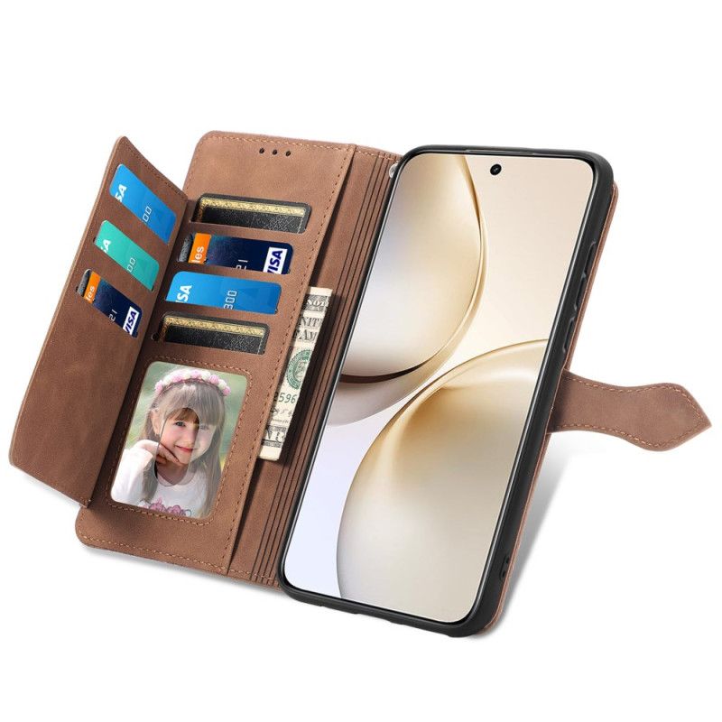 Kožený Kryt Na Realme 14 Pro 5g Semišový Efekt Krajka Pouzdro A Popruh