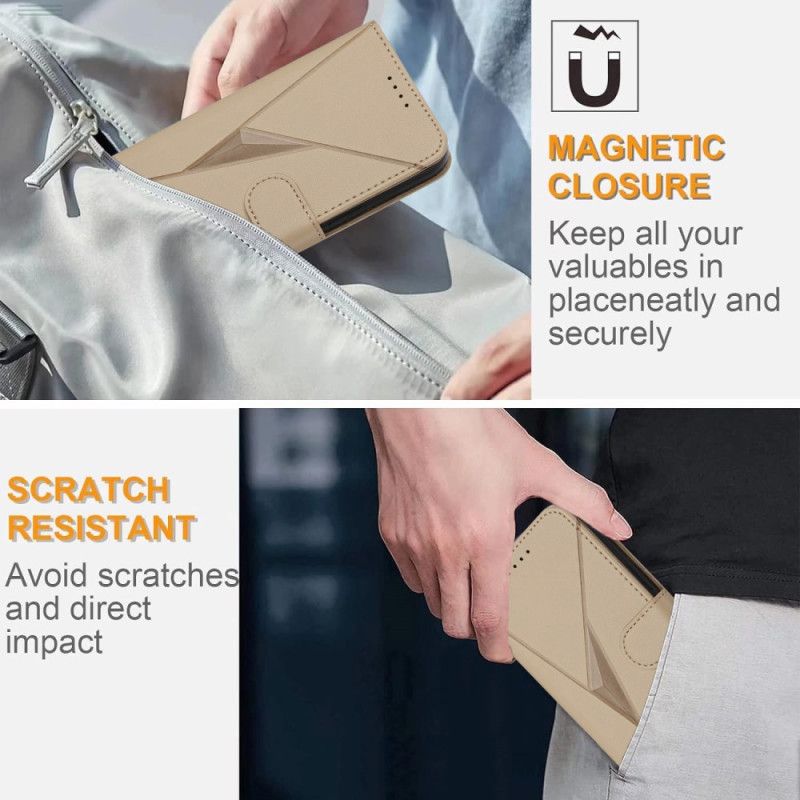 Kožený Kryt Na Realme 14 Pro 5g Trojúhelníkový Vzor