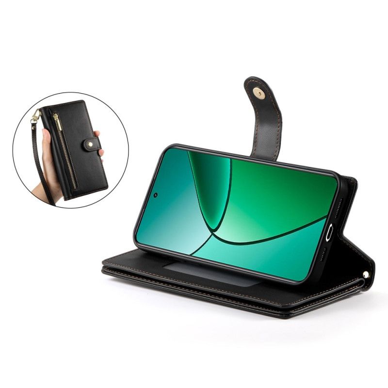 Kožený Kryt Realme 14 Pro 5g Design Peněženky S Popruhem A Ramenním Popruhem