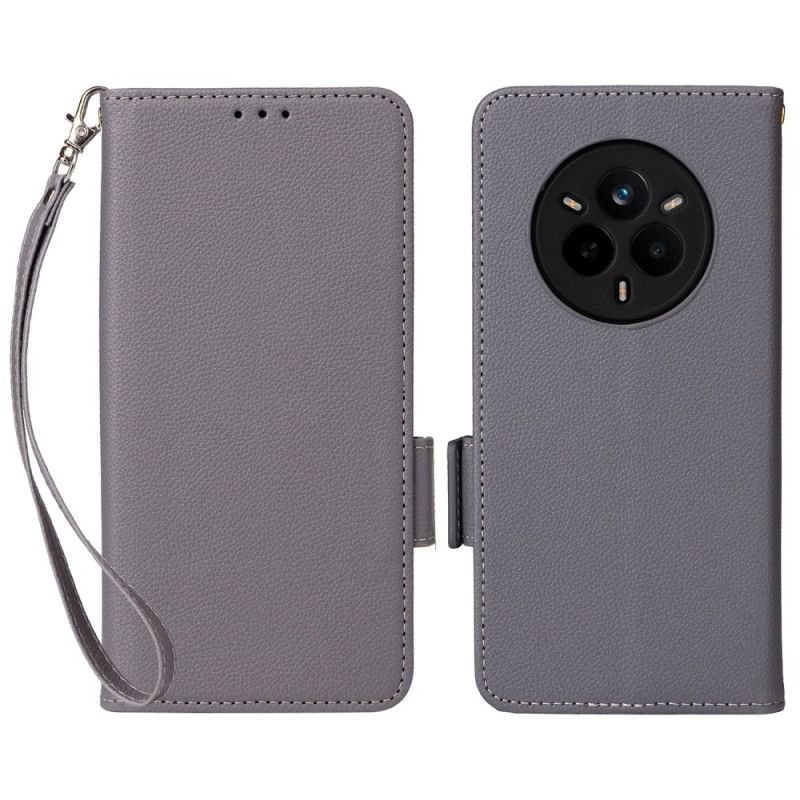 Kožený Kryt Realme 14 Pro 5g Liči Umělá Kůže S Páskem