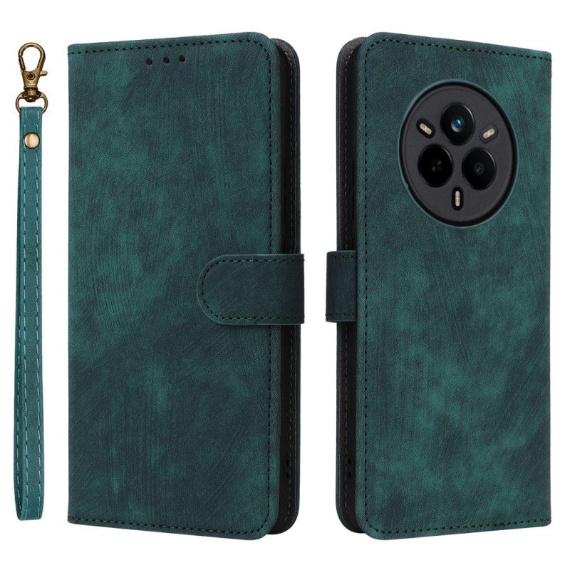 Kožený Kryt Realme 14 Pro 5g Semišový Efekt Rfid Ochrana S Páskem