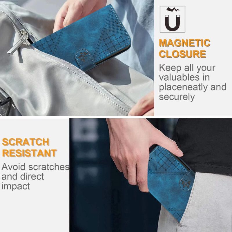 Peněženková Pouzdra Realme 14 Pro 5g Geometričtí Motýli S Popruhem