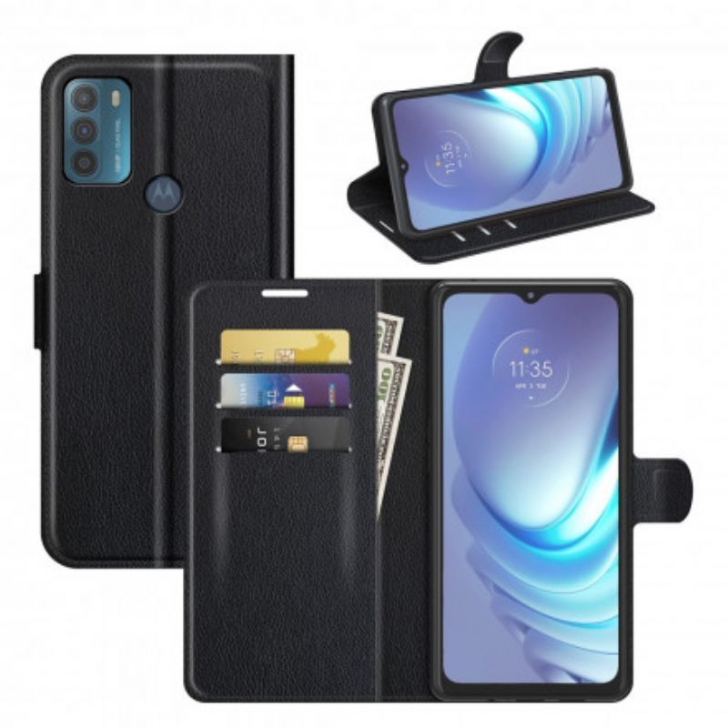 Kožené Pouzdro Na Moto G50 Klasický Efekt Liči