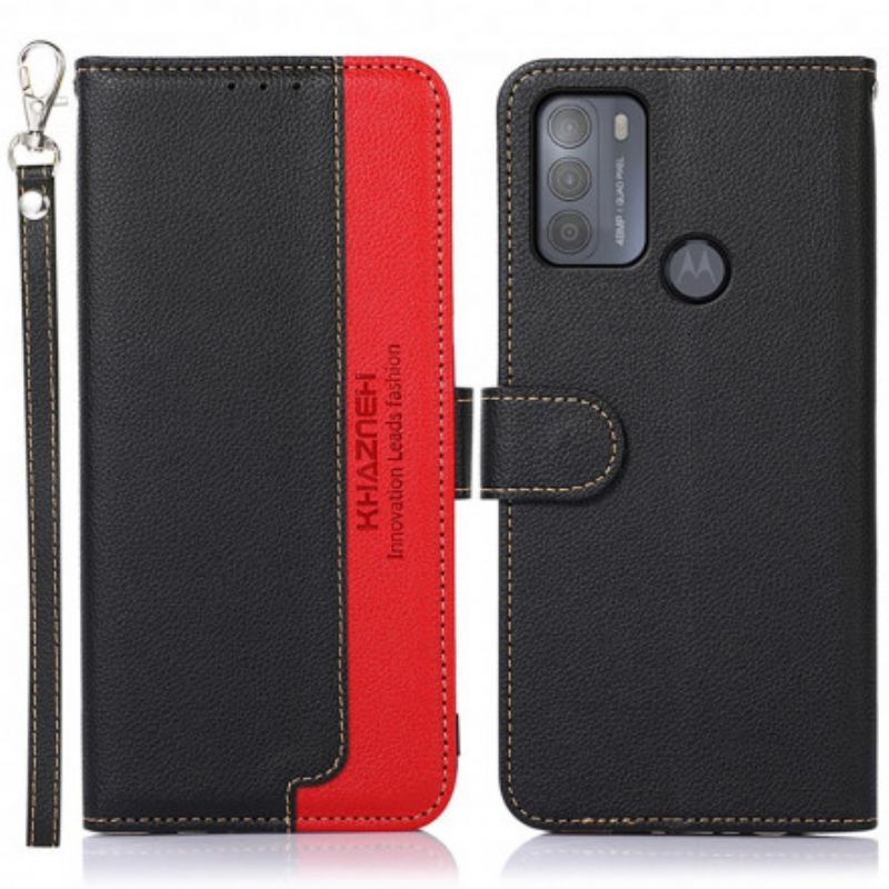 Kožené Pouzdro Na Moto G50 Rfid Khazneh Ve Stylu Liči