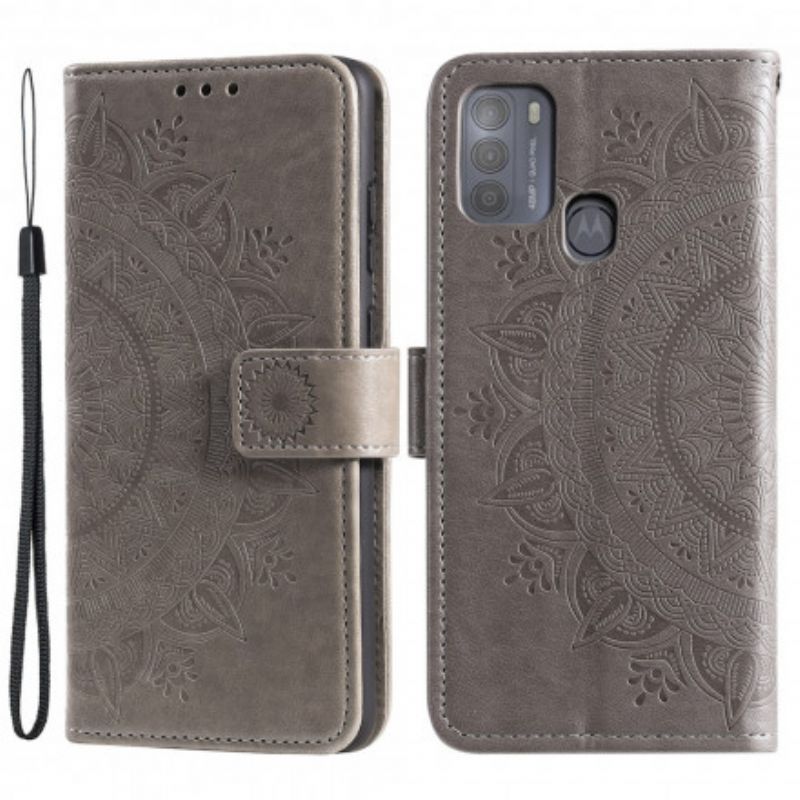 Kožené Pouzdro Na Moto G50 Sluneční Mandala