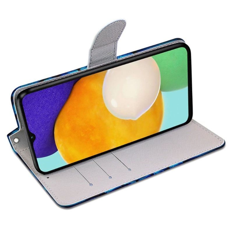 Flipové Pouzdro Na Samsung Galaxy M52 5G Modrí A Růžoví Motýli