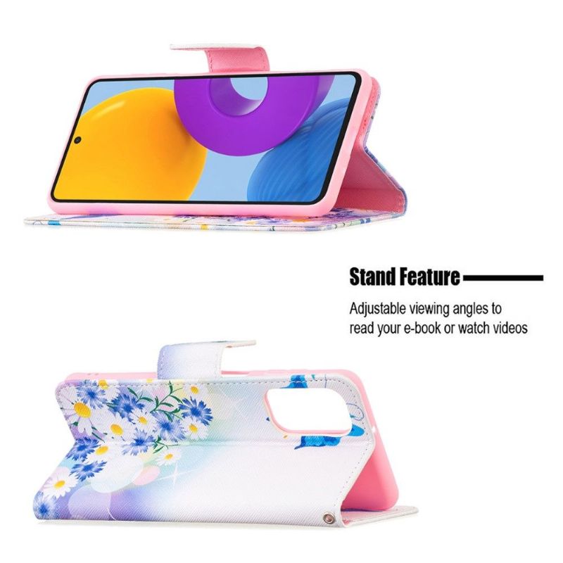 Flipové Pouzdro Na Samsung Galaxy M52 5G Motýl A Sedmikrásky