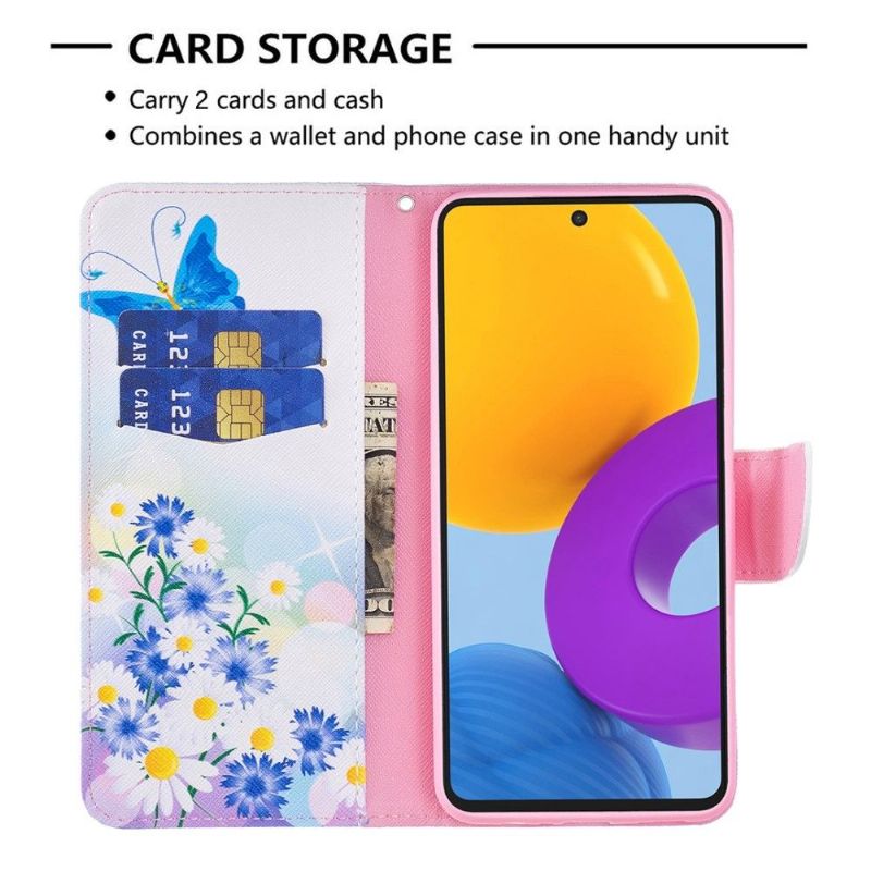 Flipové Pouzdro Na Samsung Galaxy M52 5G Motýl A Sedmikrásky
