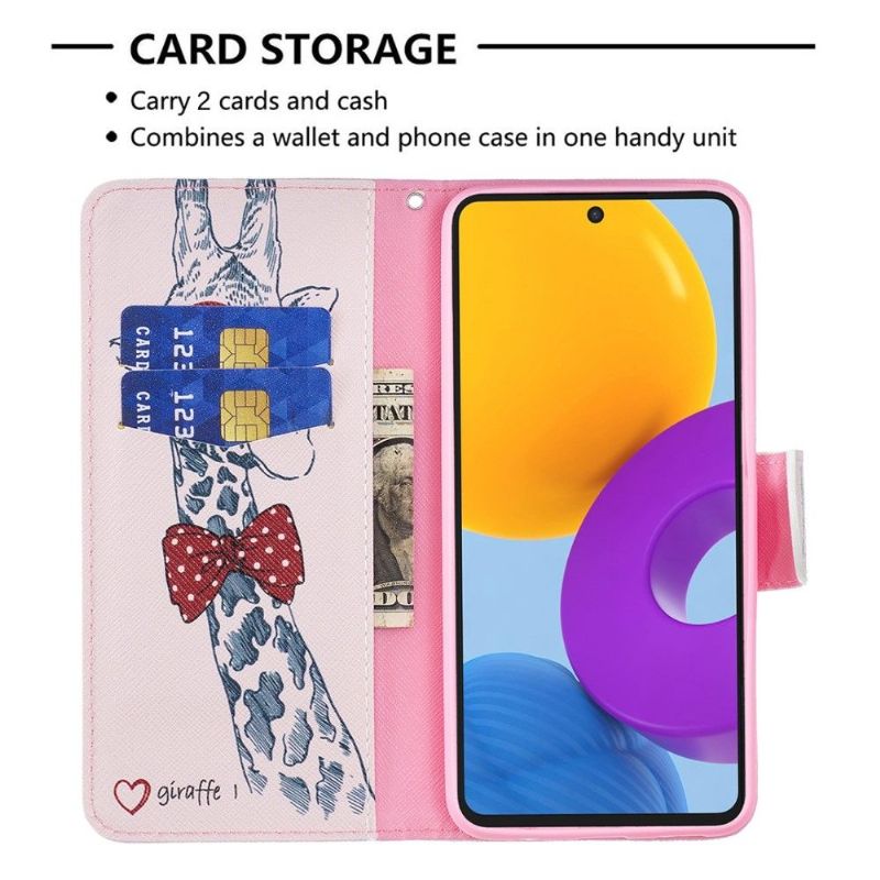 Flipové Pouzdro Na Samsung Galaxy M52 5G Žirafa S Brýlemi