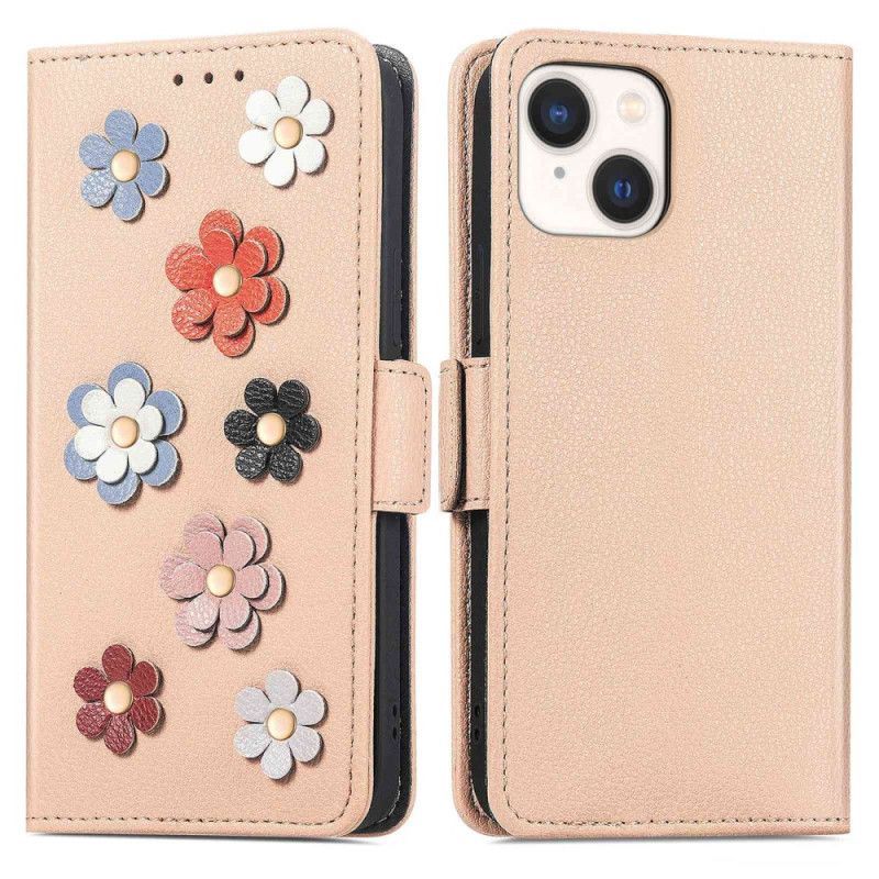 Flipové Pouzdro Na iPhone 14 Dekorativní Květiny