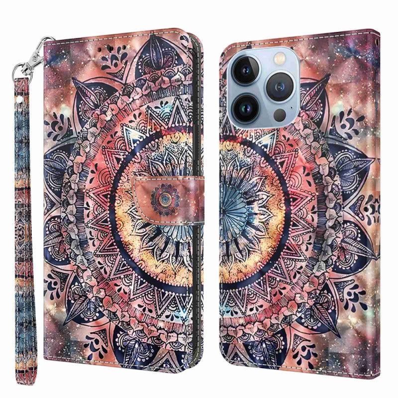 Flipové Pouzdro Na iPhone 14 Na Lana Pro Barevné Strappy Mandala