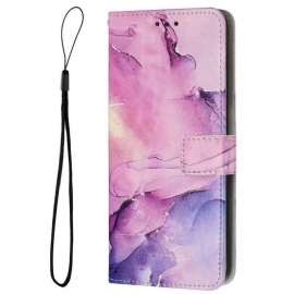 Flipové Pouzdro Na iPhone 14 Na Lana Strip Mramor