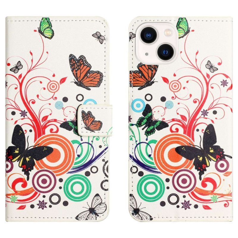 Flipové Pouzdro Na iPhone 14 Motýli