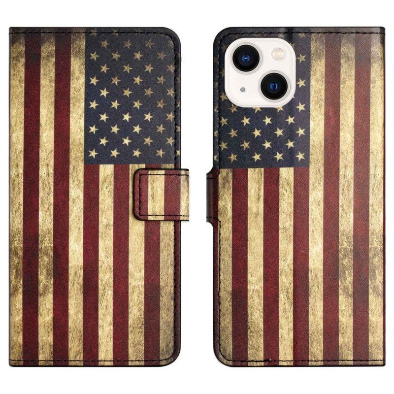 Flipové Pouzdro Na iPhone 14 Vintage Americká Vlajka