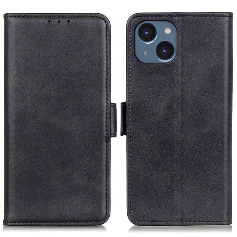 Kožené Pouzdro Na iPhone 14 Dvojité Zapínání