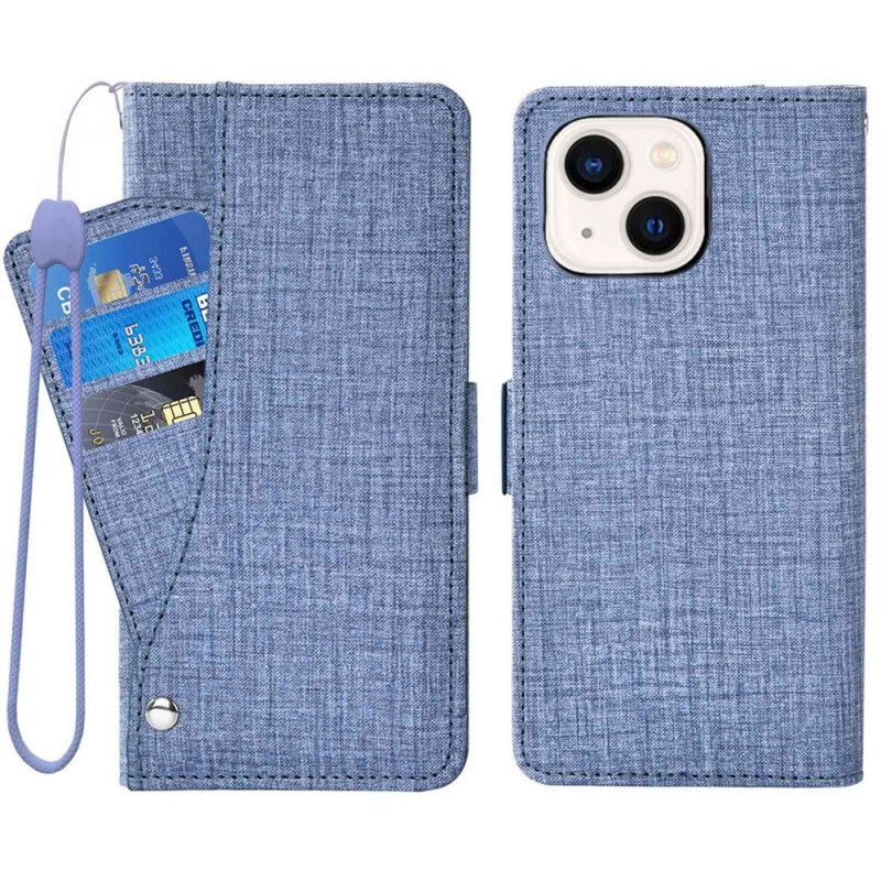 Kožené Pouzdro Na iPhone 14 Džíny S Otočným Držákem Karet